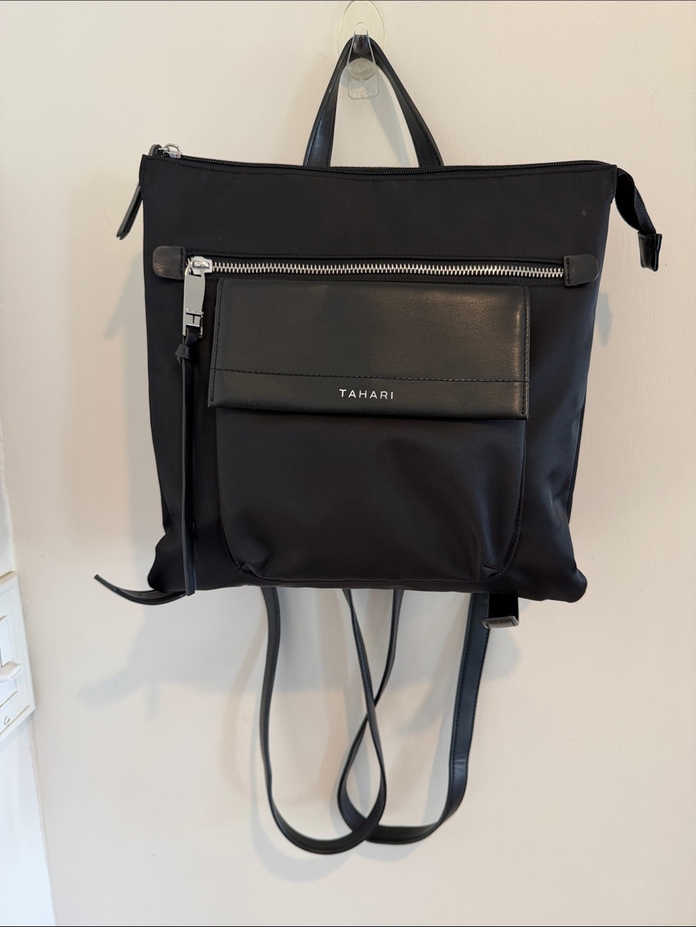 Tahari Black Nylon Backpack Bag